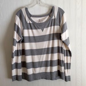 Gap Gray and white striped Long sleeve top  large